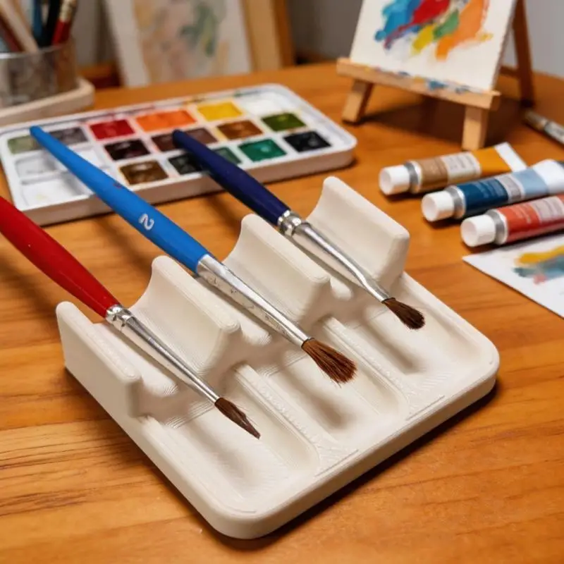 1Pcs Lightweight Portable Painting Brush Rest Holder 3D Printed Plastic Brush Holder Space-Saving Mini Size Brush Storage Box