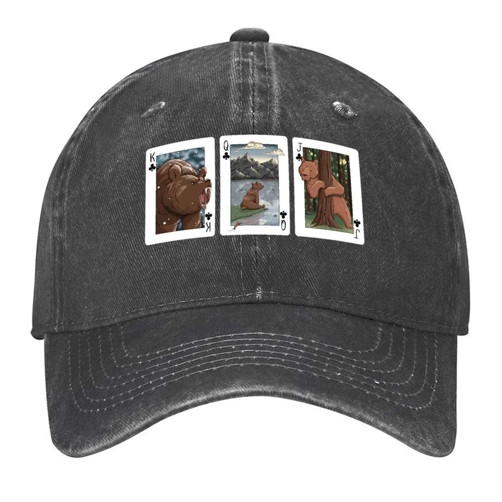 

Brown Bear Clubs Cards Print Baseball Cap Golf Hat Bobble Hat Unique hats Big Size Hat Men Golf Wear Women's