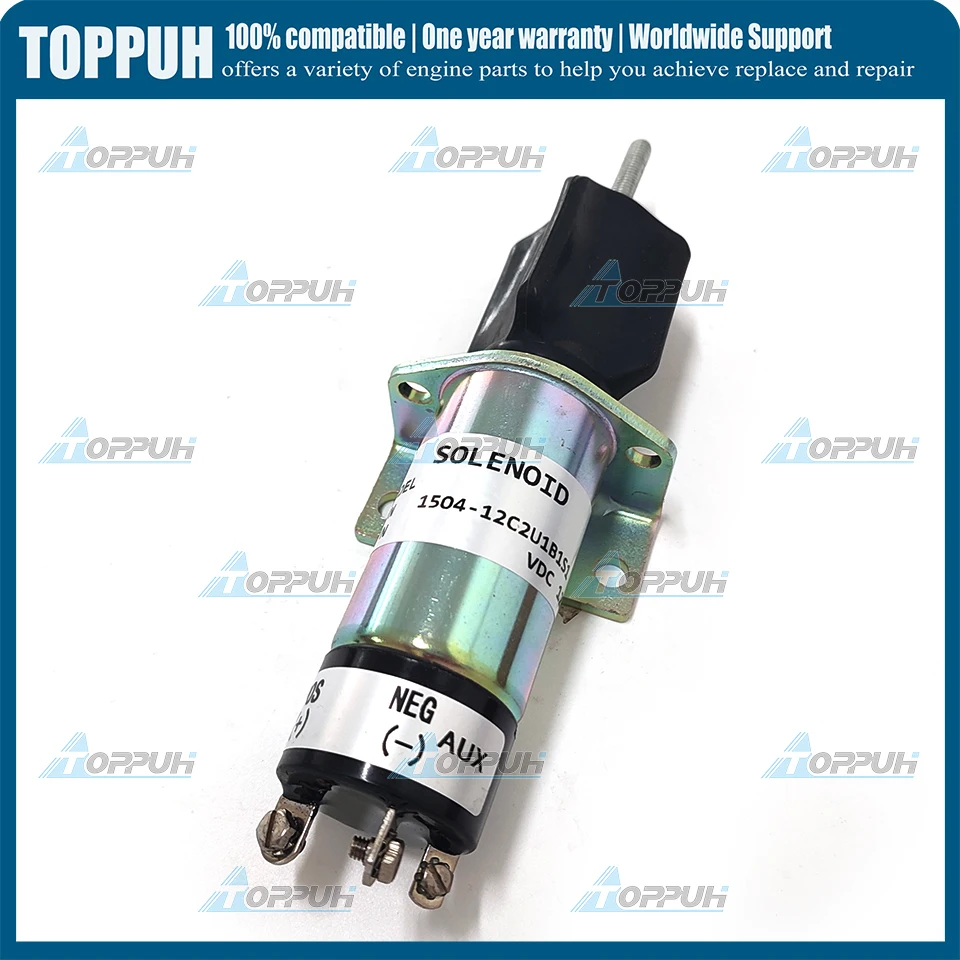 12V 1504-12C2U1B1S1 3 Terminals Shutoff Solenoid for Synchro Start Kubota DF-750 Choke