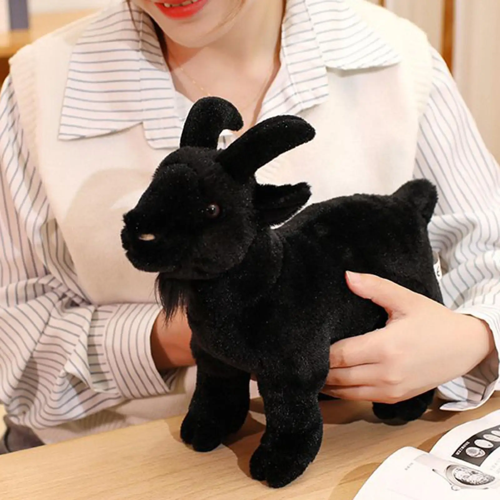 30 سنتيمتر مزرعة الحيوان ألعاب من نسيج مخملي لينة لطيف محاكاة أسود أبيض الماعز جبل محاكاة ألعاب من القطيفة دمية طفل الأطفال هدية #5