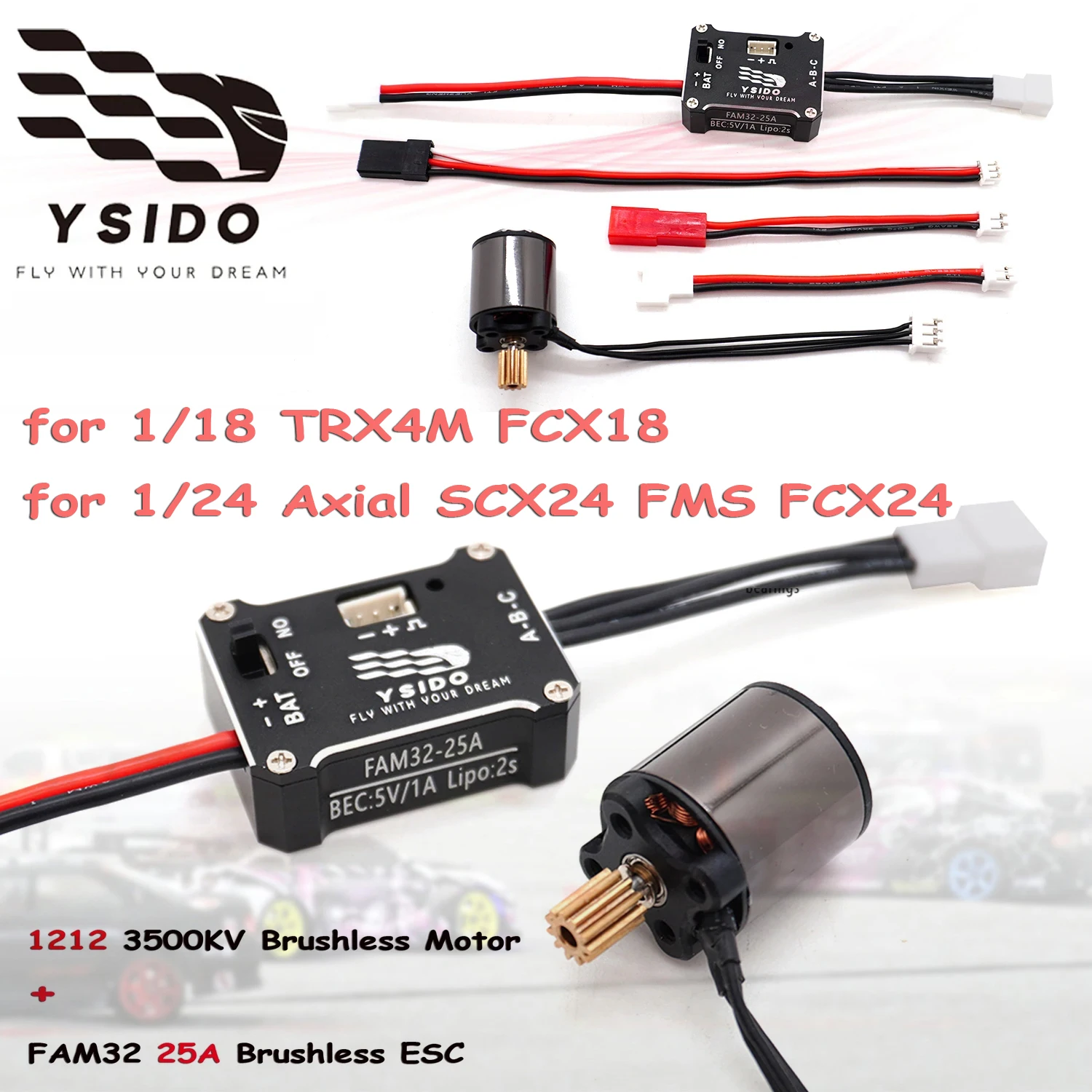 

1212 3500KV Бесщеточный двигатель 25A ESC 2S для 1/18 TRX4M FCX18 1/24 SCX24 FMS FCX24 RC Climbing Drift Crawler Mini Car Upgrade Part