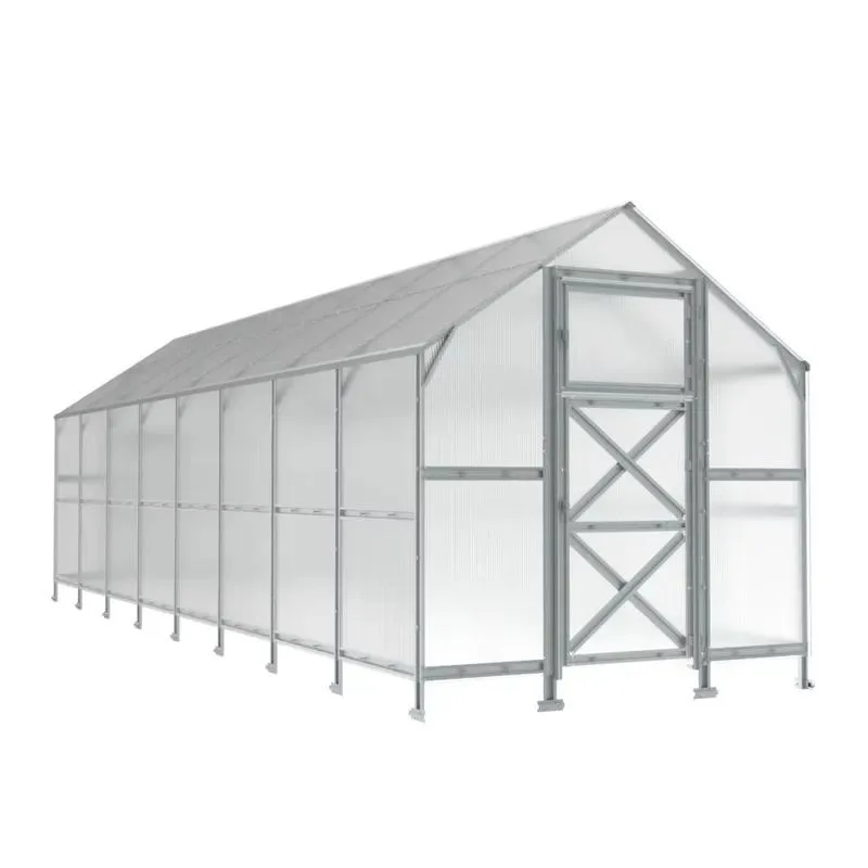 8x21.3ft Steel Frame Solar Greenhouse with PC Panel Slope Roof for Backyard Home Garden