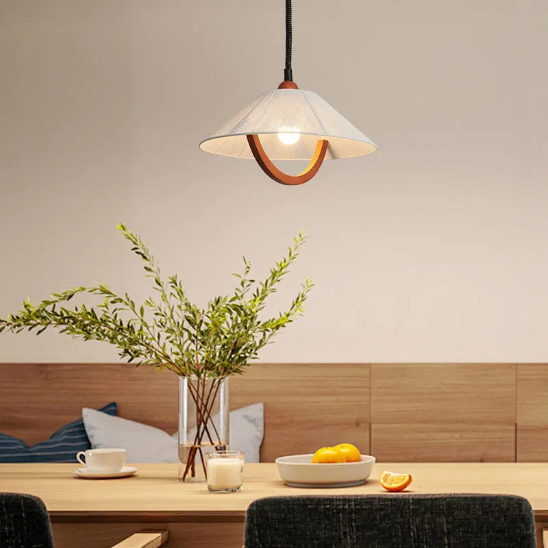 Adjustable Japanese Cotton Linen Pendant Lamp for Bedroom Study Dining Room Bar Industrial Wood Ceiling Light Vintage Style