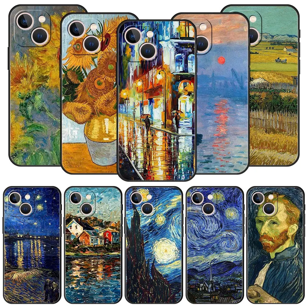 Van Gogh Oil Painting Phone Case For iPhone Apple 14 13 Pro Max 12 11 Mini 7 8 Plus XR XS X SE 2020 Cover Shell Soft Coque Funda