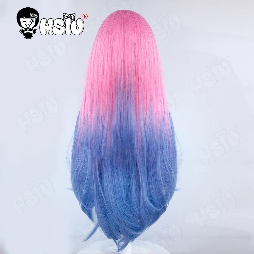 mizi Cosplay Kleding Pruik HSIU Roze gradiënt blauw paars lang haar toneelkostuum Fluwelen Rok Anime buitenaards podium cosplay Kostuum