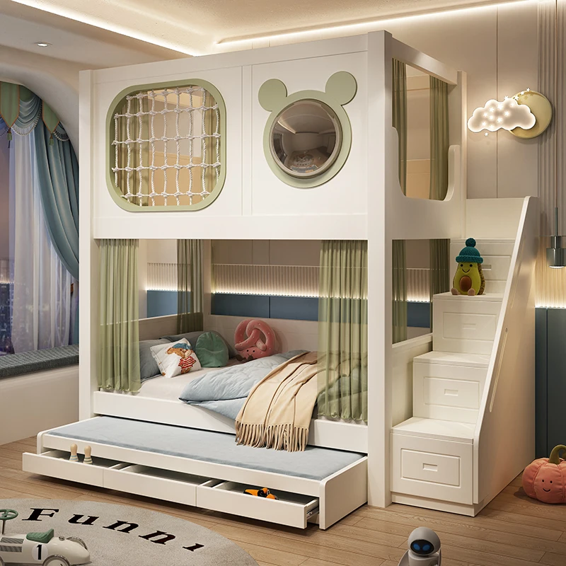 

Space capsule children's beds do not interfere with each other, sister and brother two-layer upper and lower beds, bunk beds