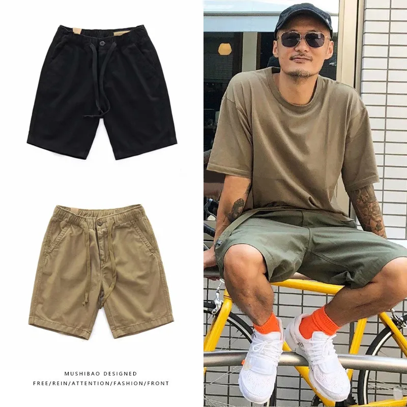 メンズ日本ルーズカジュアルパンツ、トレンディな夏の作業服、ミドル丈、ミリタリーパンツイン