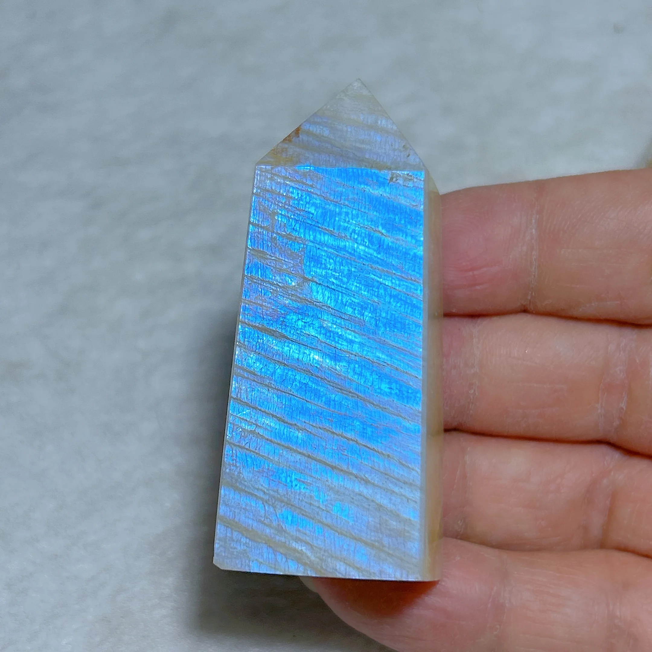 Natural Blue Flashy Moonstone Tower Point Crystal Healing High Quality Gemstones Polished Mineral Energy Home Decorations Gift