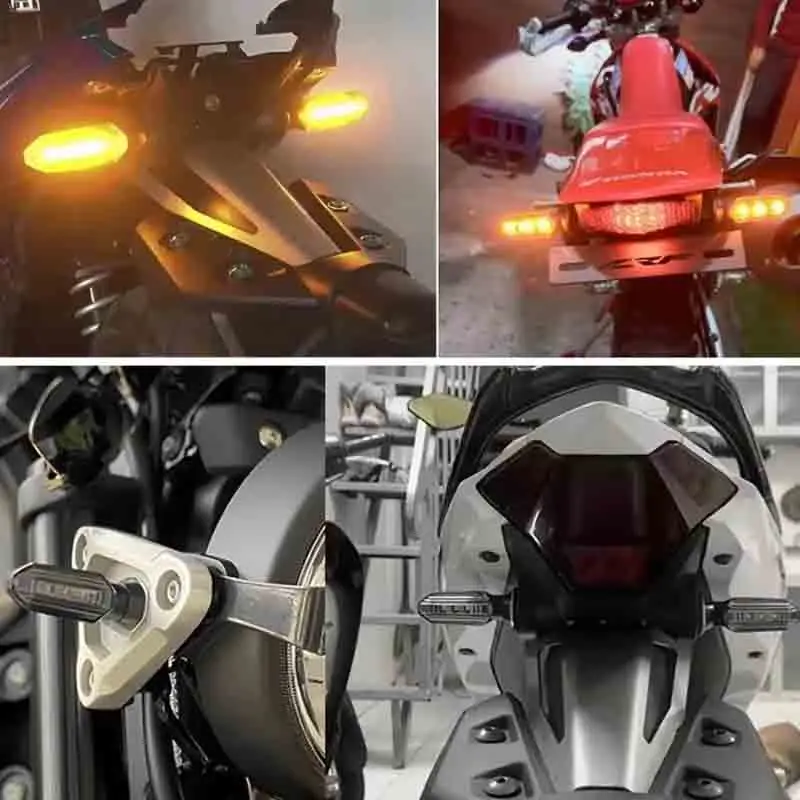 Mini 8mm Motorcycle LED Turn Signal Lights Amber Flashing Blinker Lamp 12V Moto Indicator Accessories for Vehicle Modification