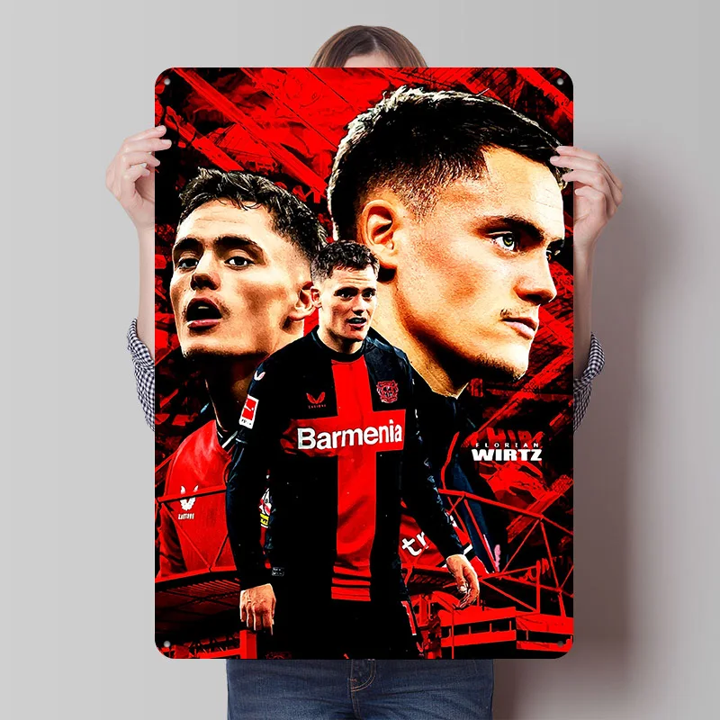 Florian Wirtz Football Pos Printed Poster Customized Retro Wall Art Vintage Metal Tin Signs for Bedroom Decoration Gaming House