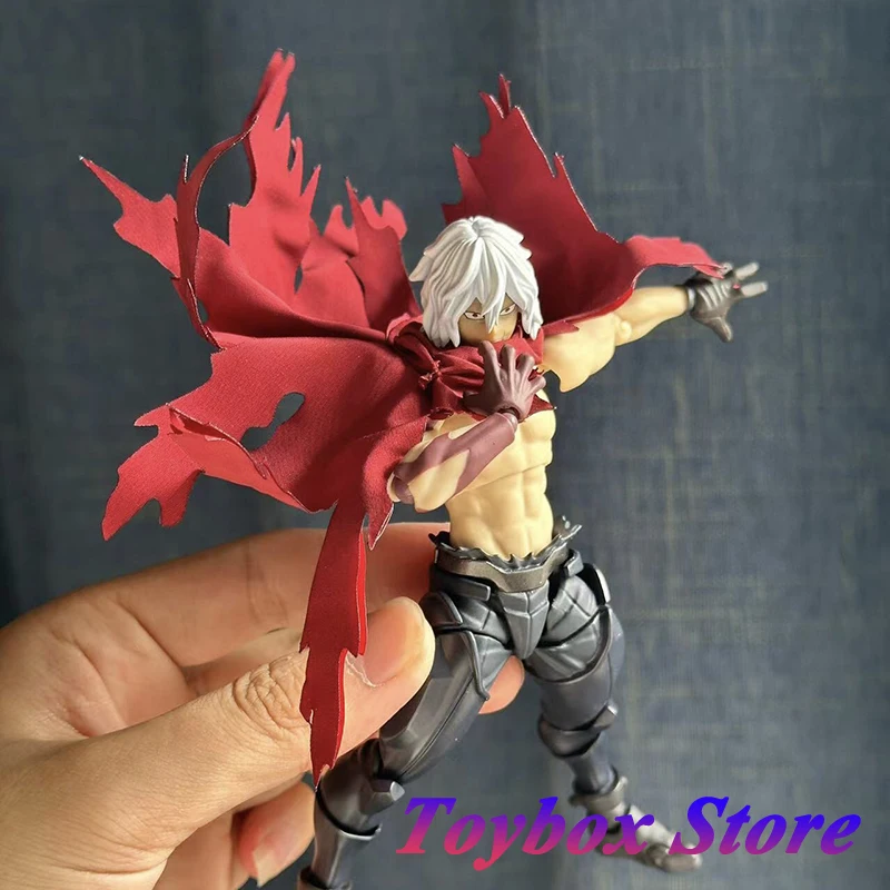 

1/12 Scale Japanese Anime Boy Tomura Shigaraki Figurine Red Ripped Cloak Hooded Clothes Accessory For 6" Male Body Decoration