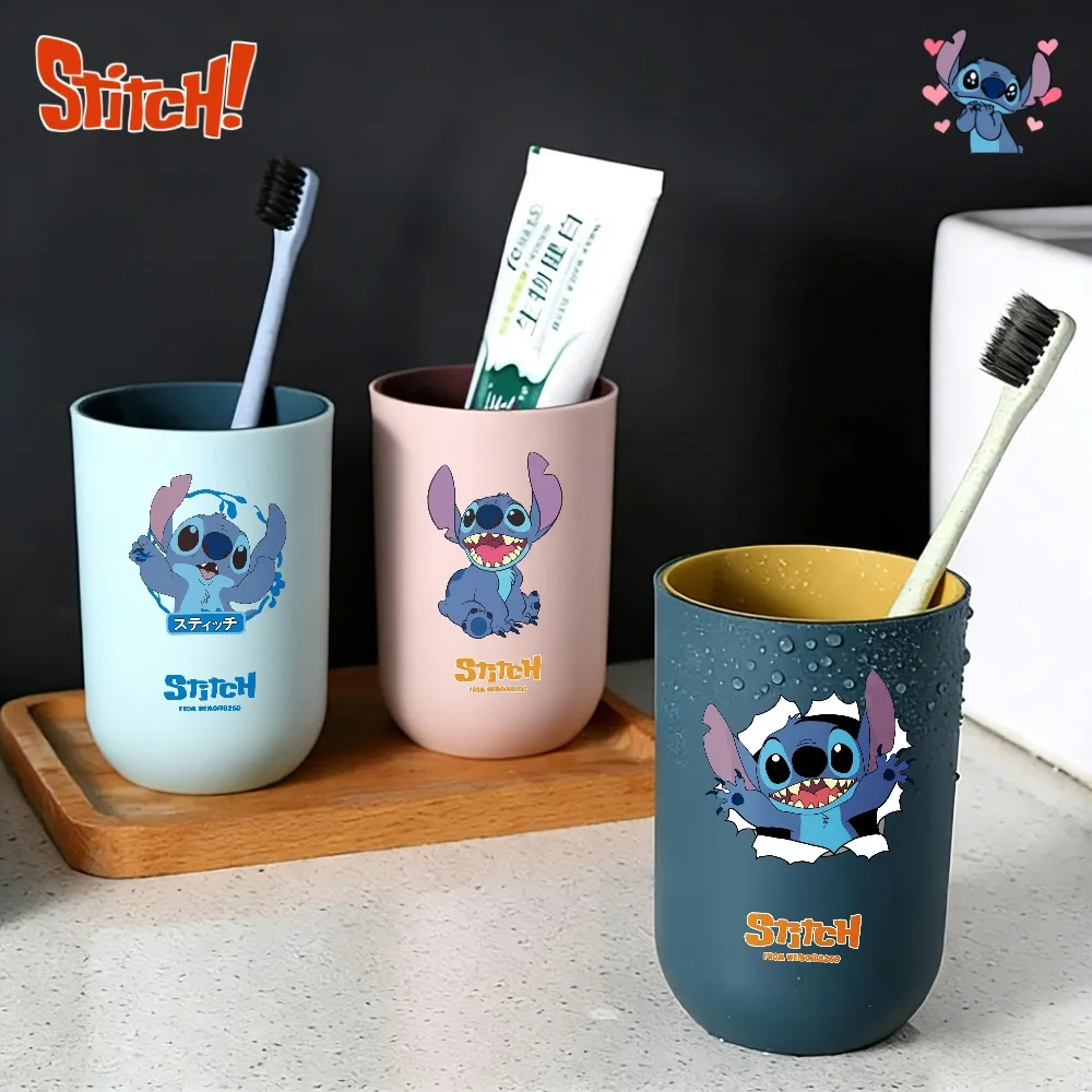 

Стакан для зубной щетки Disney Stitch, 350 мл, пластиковый, мультяшный, подставка для зубной щетки, домашний стакан для зубной щетки, кружка для воды, аксессуары для ванной комнаты