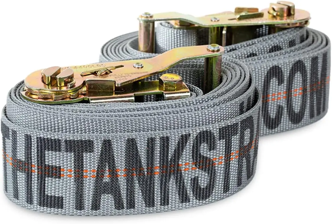 Motorcycle Tie Down Straps (2pk Grey) - 10.000 lb Webbing Break Strength 2'' x 10' Super Heavy Duty Endless Tie Downs with Ratch