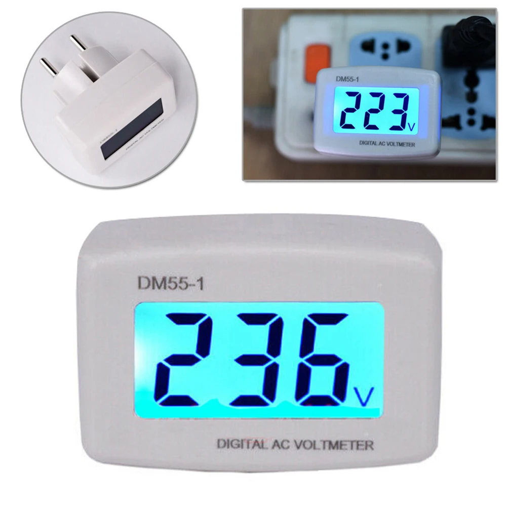 DM55-1 Digital Voltmeter White 1pcs 1x 3 Digits ABS AC Voltmeter Household Voltmeter Monitor Portable Hot Sale