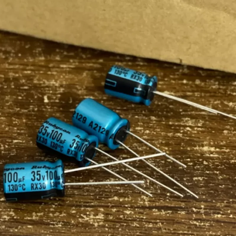 10PCS-100PCS 100UF 35V Japanese Ruby Capacitor 35V100UF 8 * 12 RX30, resistant to high temperature of 130 degrees Celsius