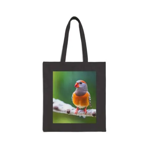 Sindax Cotton Canvas Tote Bag Zebra Finch in Natural Environment Design 2, Gift