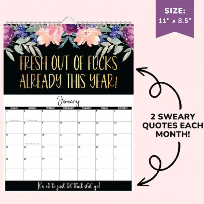 2025 Calendar For Tired-Ass Women New Time Planning With Coil Wall Calendar Paper Hanging Calendar Indoor New Year\'s Gifts