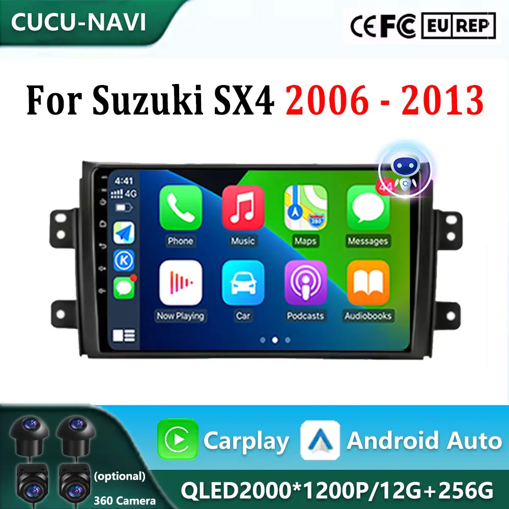 

Android 14 Car Radio for Suzuki SX4 2006 - 2013 Fiat Sedici 2005 - 2014 Multimedia Video Player Navigation Carplay Stereo Audio