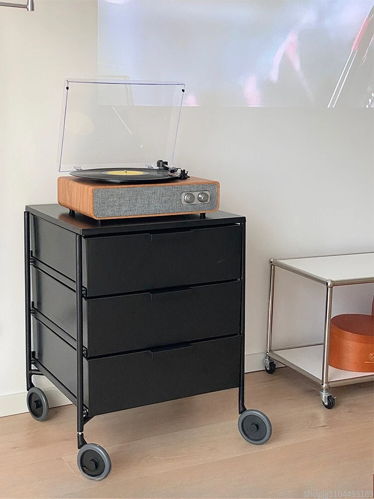 

Mobile Rotating Bedside Cabinet, Small-Space Dopamine Designer Cart, Snack Storage Cabinet
