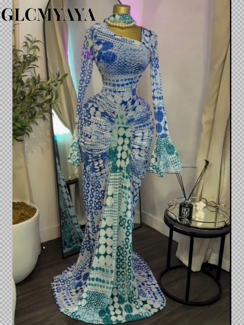 فستان GLCMYAYA للسيدات بأكمام مضيئة وكشكشة مكدسة من الجانب ميدي حورية البحر فستان ماكسي 2026 لعطلات أعياد الميلاد فساتين عصرية #2