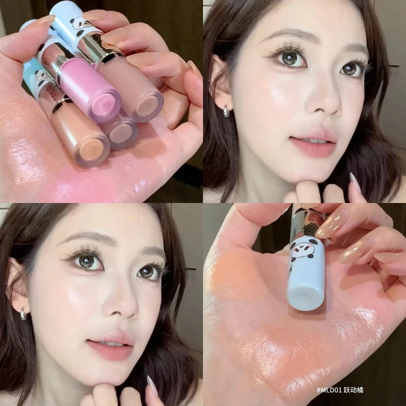 INTO YOU Cute Panda Double Head Multi-purpose Blusher Highlight Brighten High Concealer Long-lasting Face Makeup
