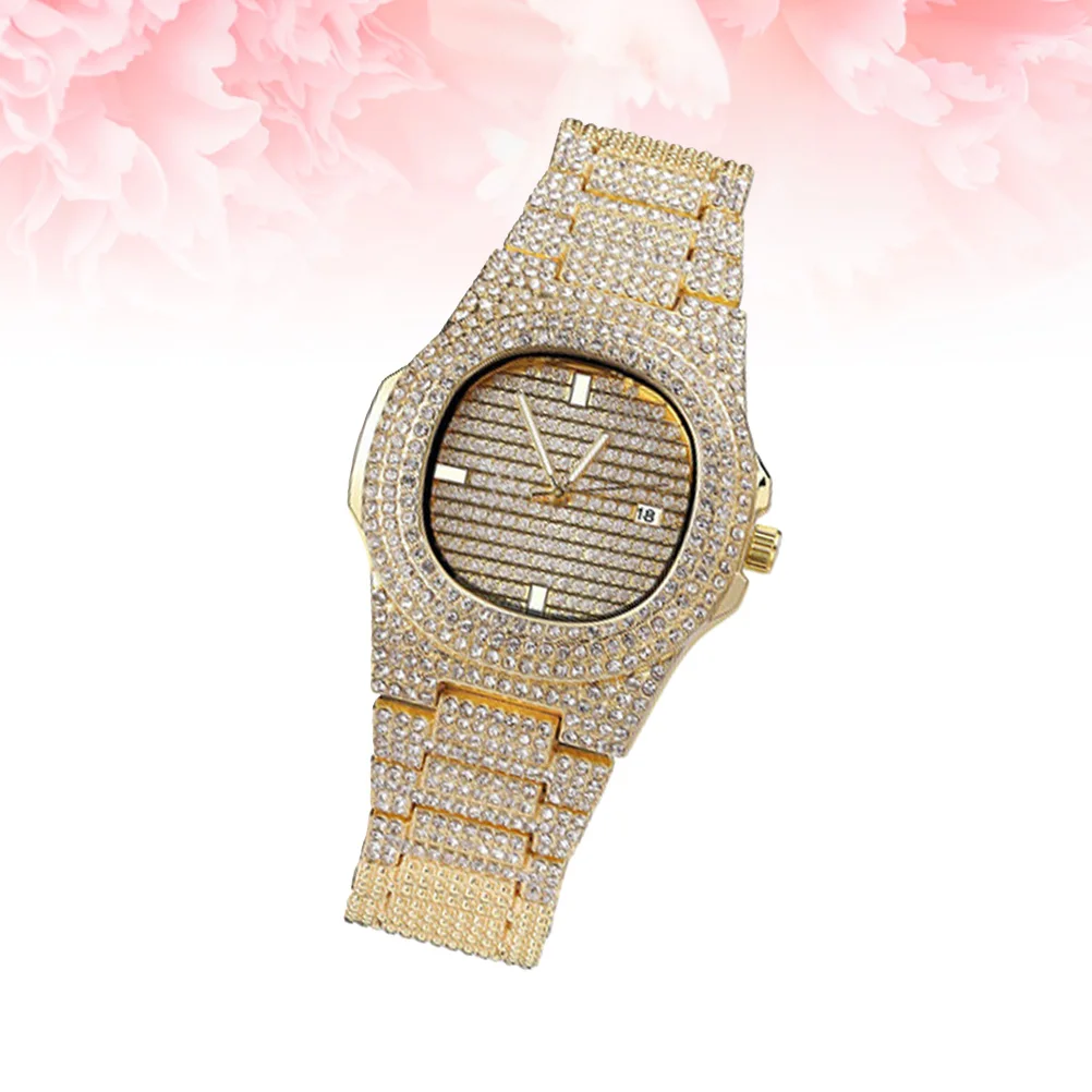 

Rhinestone Zircon Watch Hip Hop Watches for Men Wrist Mens Dress Luxury Band Diamond