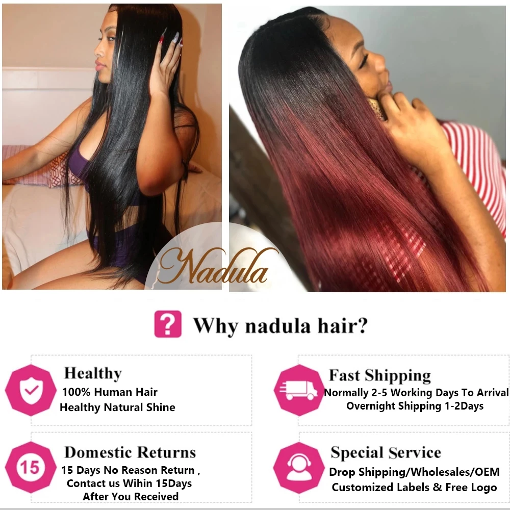 Nadula Capelli 3 Bundles Con 2 Pcs Chiusure Peruviana Diritta Dei Capelli Umani Bundle Con Veletta nella chiusura 100% Dei Capelli di Remy con Chiusura 4*4