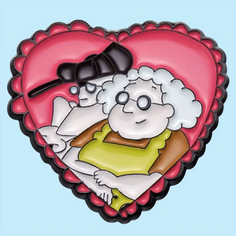 Creative Cartoon Kind Granny Character Styling Metal Alloy Brooch Trendy Heart Badge Accessories