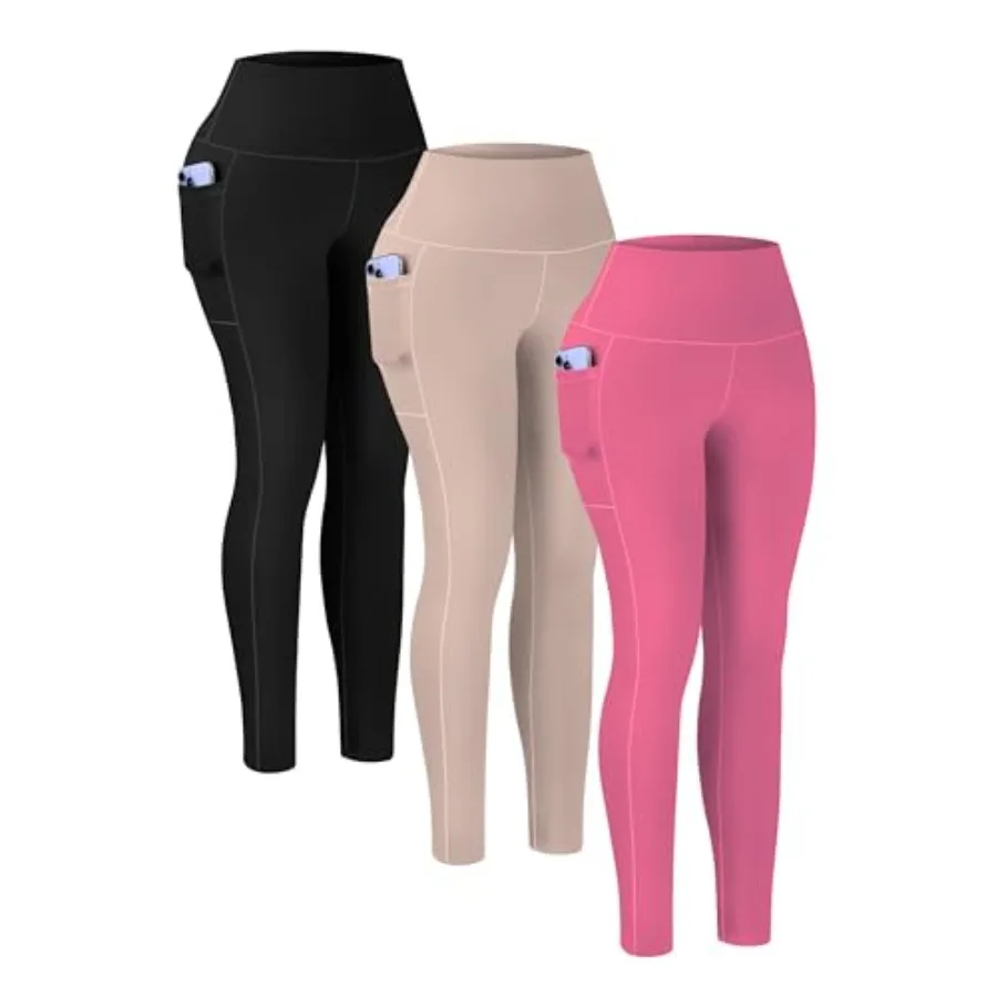

3 Pack Leggings with Pockets for Women Buttery Soft High Waisted Tummy Control Workout Yoga Pants