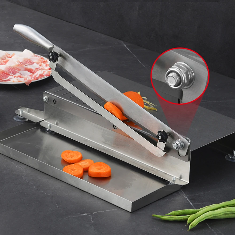 Home Kitchen Frozen Meat Slicer Manual Stainless Steel Food Cutter Chicken Duck Ribs Cutter Kitchen Slicer Adjustable Thickness