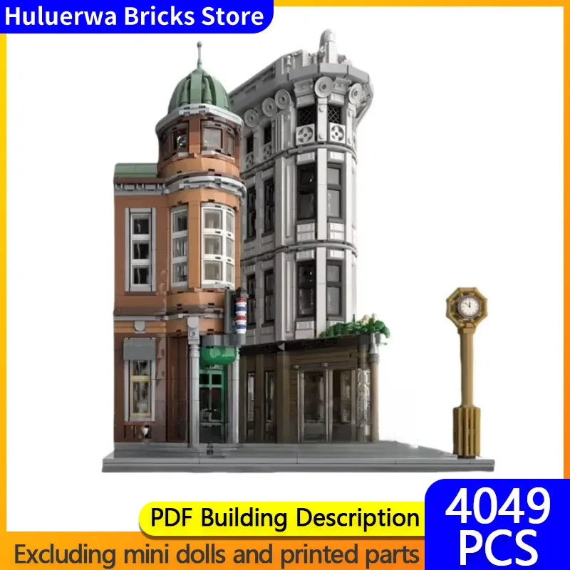 Street View Model MOC Building Bricks Barber Shops Publishing Houses Modular Technology Gift Holiday Assemble Children Toys Suit