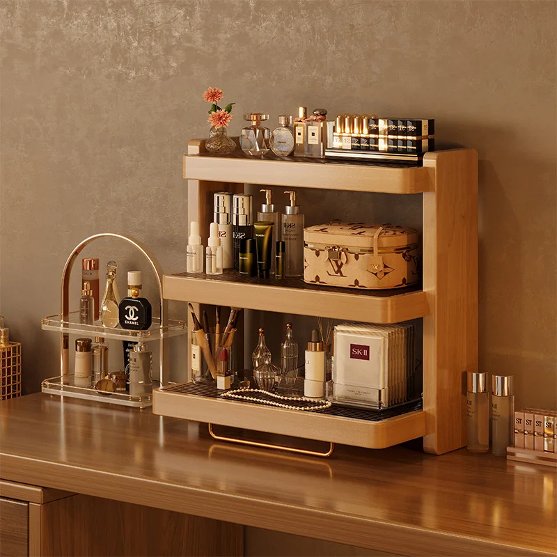 Solid wood cosmetic storage box, bedroom dresser perfume display stand
