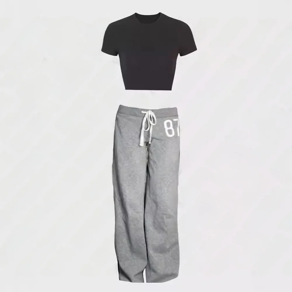 Loose American Style Digital Print Casual Elastic Waist Long Pants Women's Fashion Trend  Sweatpants Long Trousers