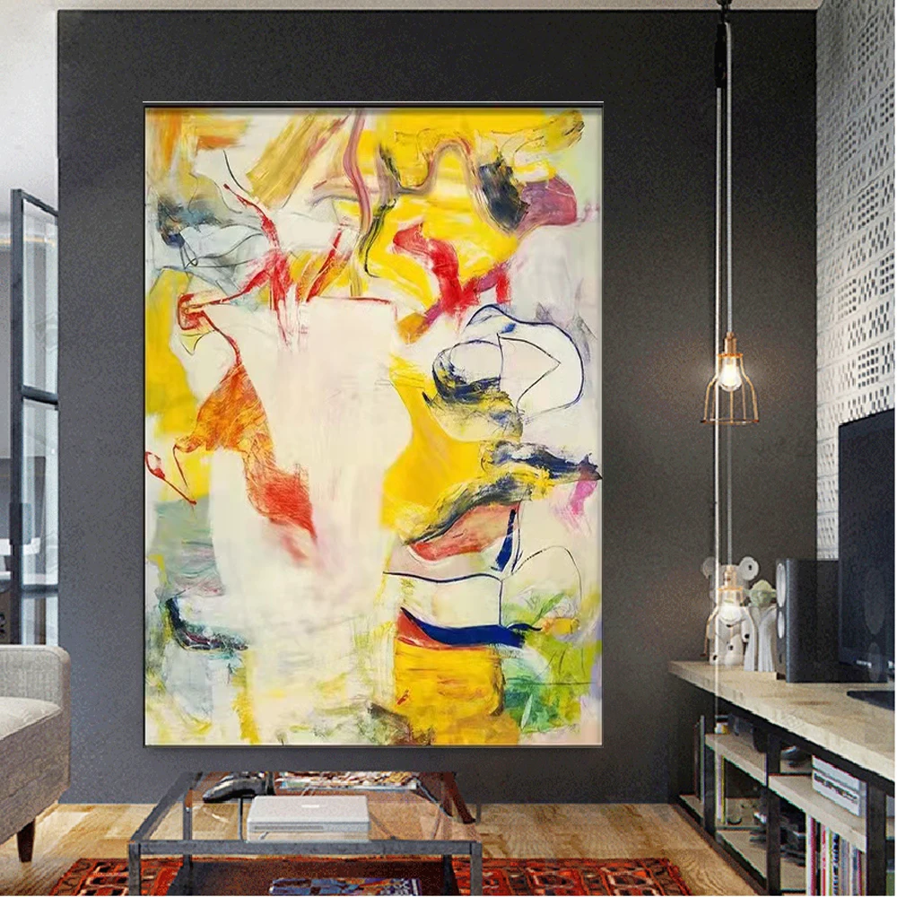 

Nordic Home Decor Paintings Pure Handmade Oil Painting On Canvas Yellow Texture Wall Art Pictures Abstract Paint For Living Room