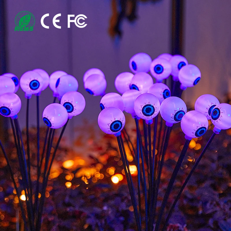 هالوين في الهواء الطلق الشمسية شبح مقلة العين LED أضواء اليقطين توهج يتأرجح اليراع تأثير ل ساحات زاحفة المروج يتوهم الديكور