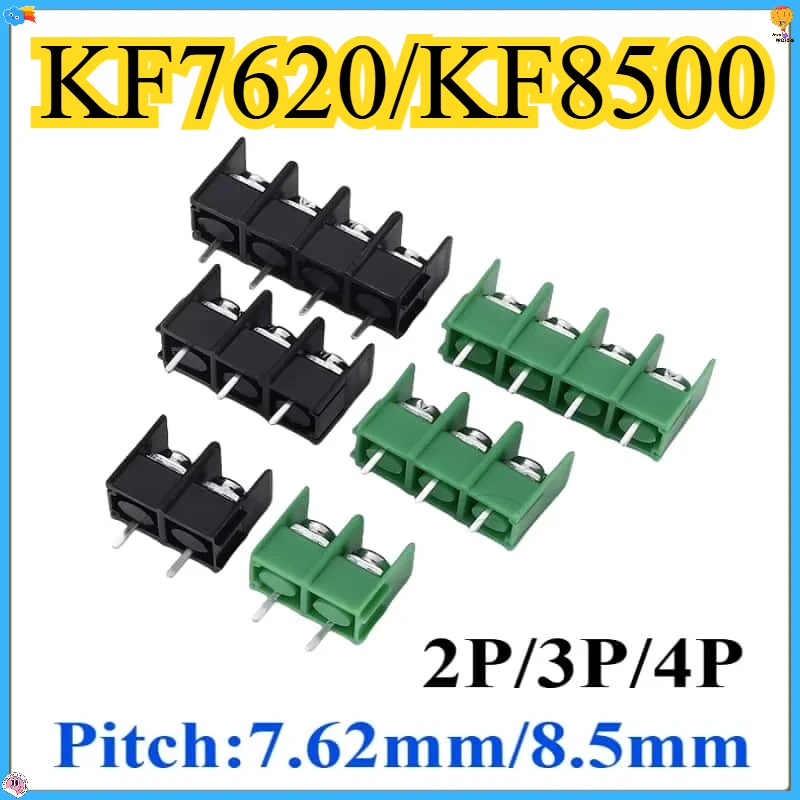 5 PCS KF7620-7.62 KF8500-8.5mm Pitch Wiring Terminal Barrier Power Holder Splicable Pins Black Green for Electronics