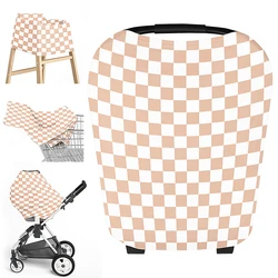 Multifunction Stretchy Baby Car Seat Cover Grid Nursing Breastfeeding Cover Shopping Cart Grocery Trolley Covers Carseat Canopy