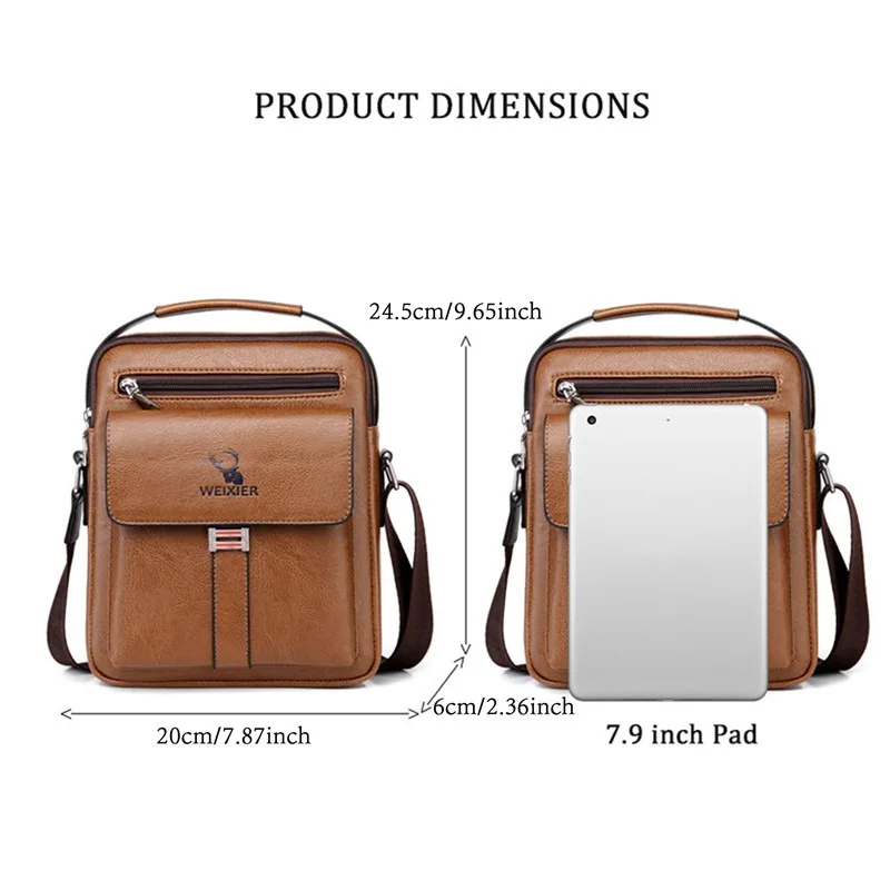 Men Crossbody Shoulder Bags Waterproof Vintage Men Handbags Large Capacity PU Leather Bag Man Messenger Bags Tote Bag