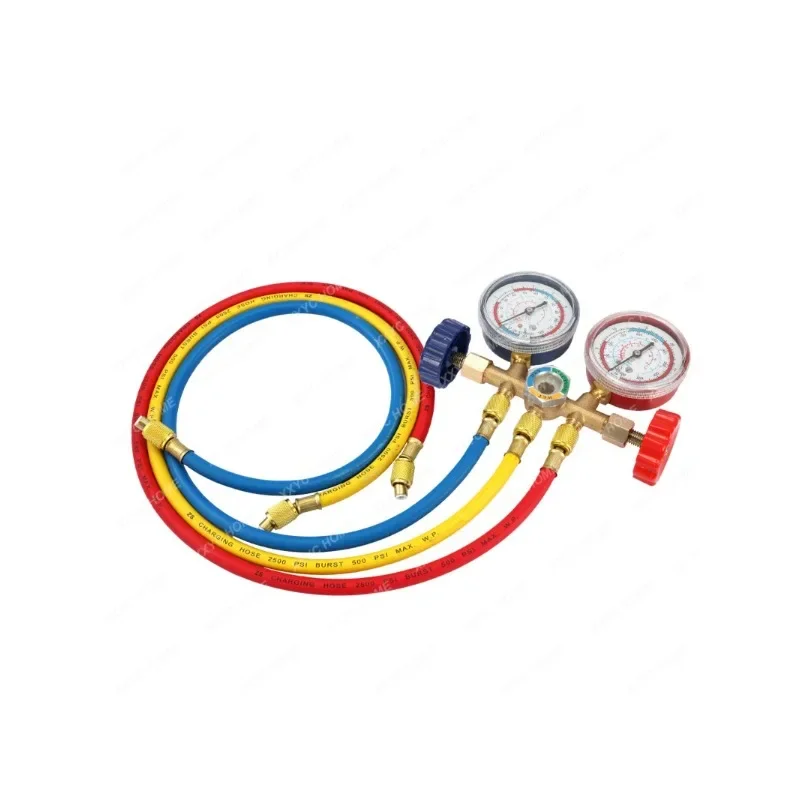 Refrigerant Manifold Gauge Air Condition Refrigeration Set Air Conditioning Tools with Hose and Hook for R12 R22 R404A R134A