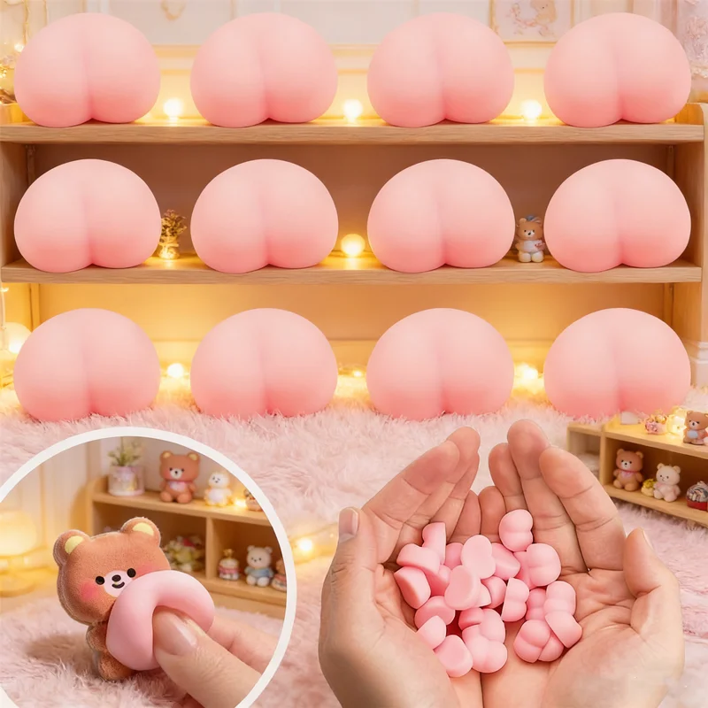 Novelty Desk Toy Decal 10Pcs Glow-in-the-Dark Squishy Peach Bum Sticker 3D Fun for Phone Laptop or as a Stress Relief Fidget Toy