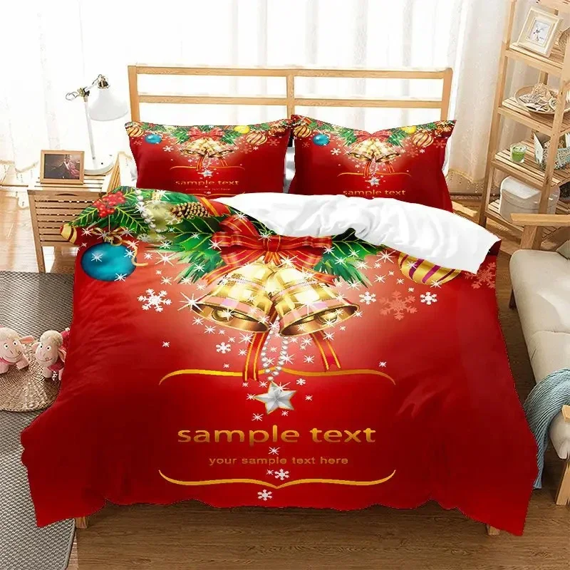 Christmas Bell Bedding Set Duvet Cover Pillowcases Full Queen King for Adults Kids 3D Customize Text Bedding Set with Pillowcase