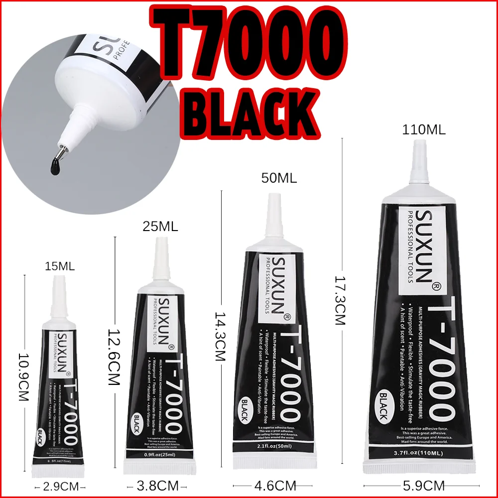 15/25/50/110ml T7000 Multifunctional Glue DIY Mobile Phone Screen Frame Epoxy Sealant Super Black Liquid Glue T-7000 Nail Polish