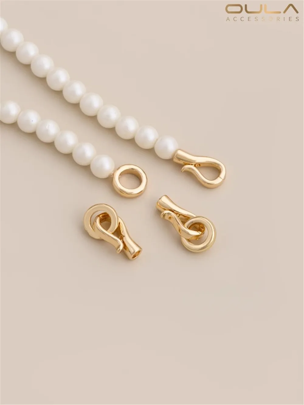 14K Gold Covered Fishhook Ring Pearl Buckle Diy Handmade Necklace Bracelet Jewelry Connecting Buckle Handmade Accessories