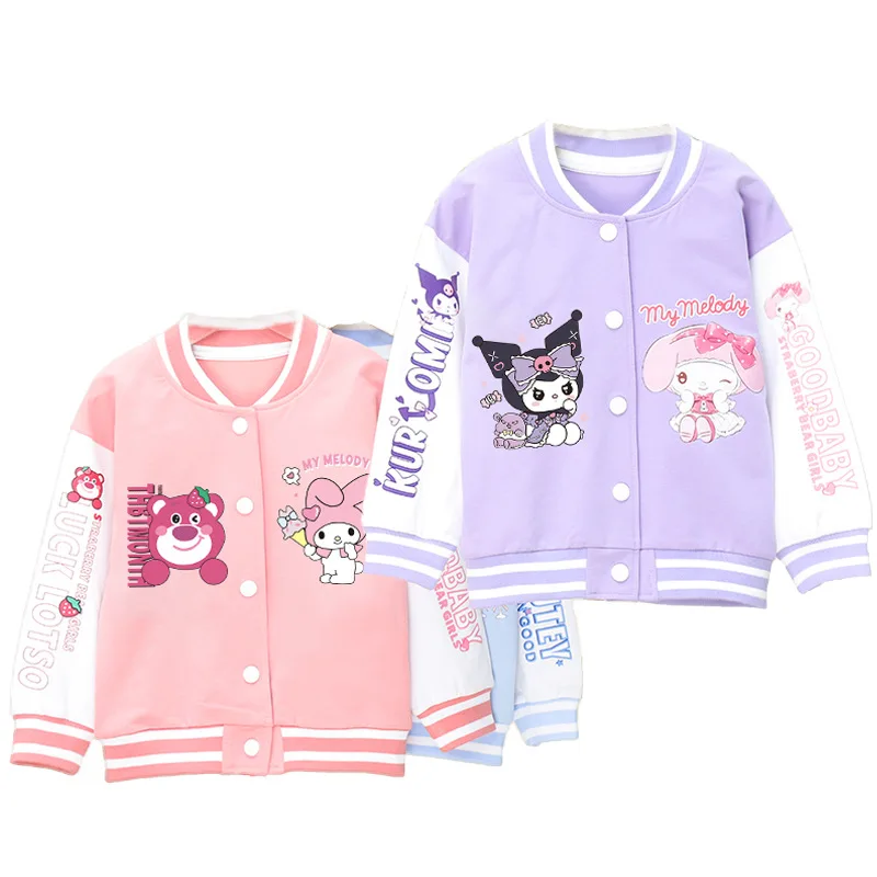 Sanrio dziecięca kurtka odzież wierzchnia Cinnamoroll Kuromi Kawaii płaszcz dla dziewczynek Cartoon dziecięca odzież wierzchnia wiosenna i jesienna