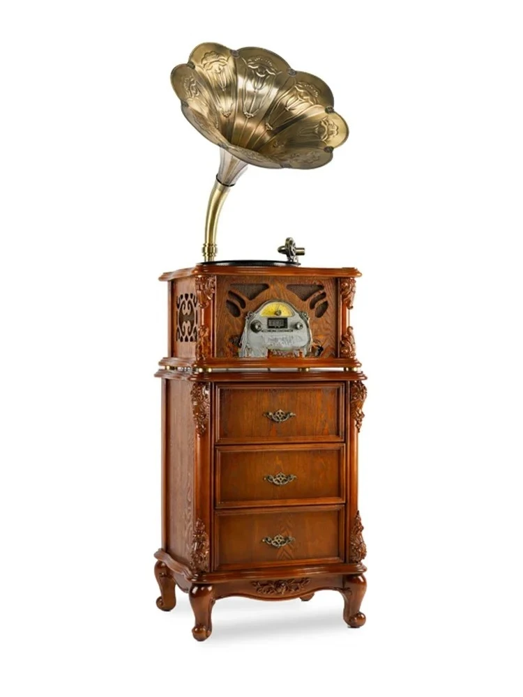 American vinyl record player Vintage antique karaoke phonograph Vintage living room