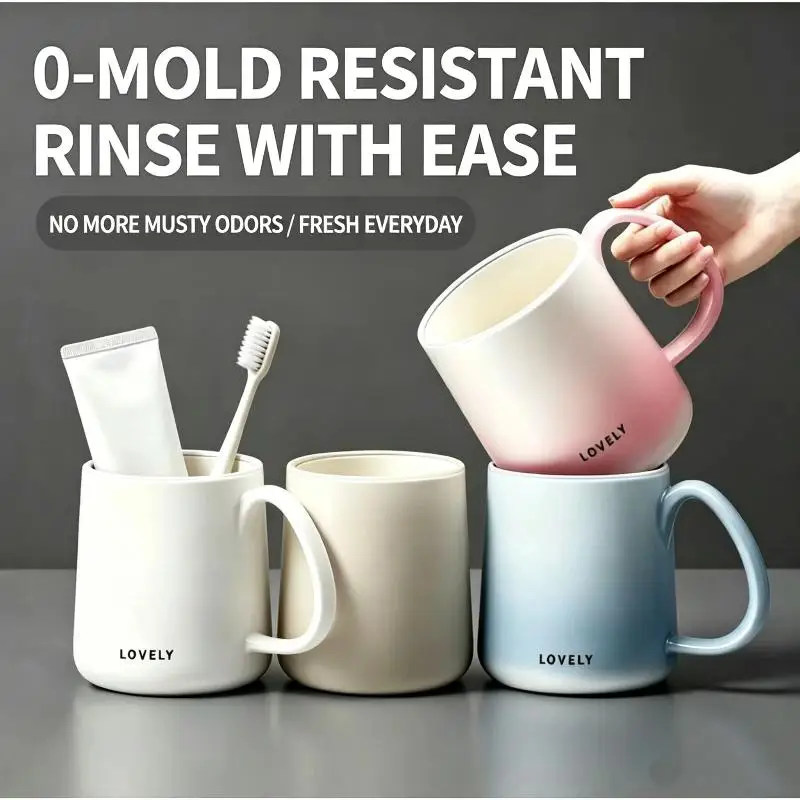 Mold Proof Plastic Mouthwash Cup Gradient Color BPA Free Smooth Edge for Kids Adults Home Oral Care
