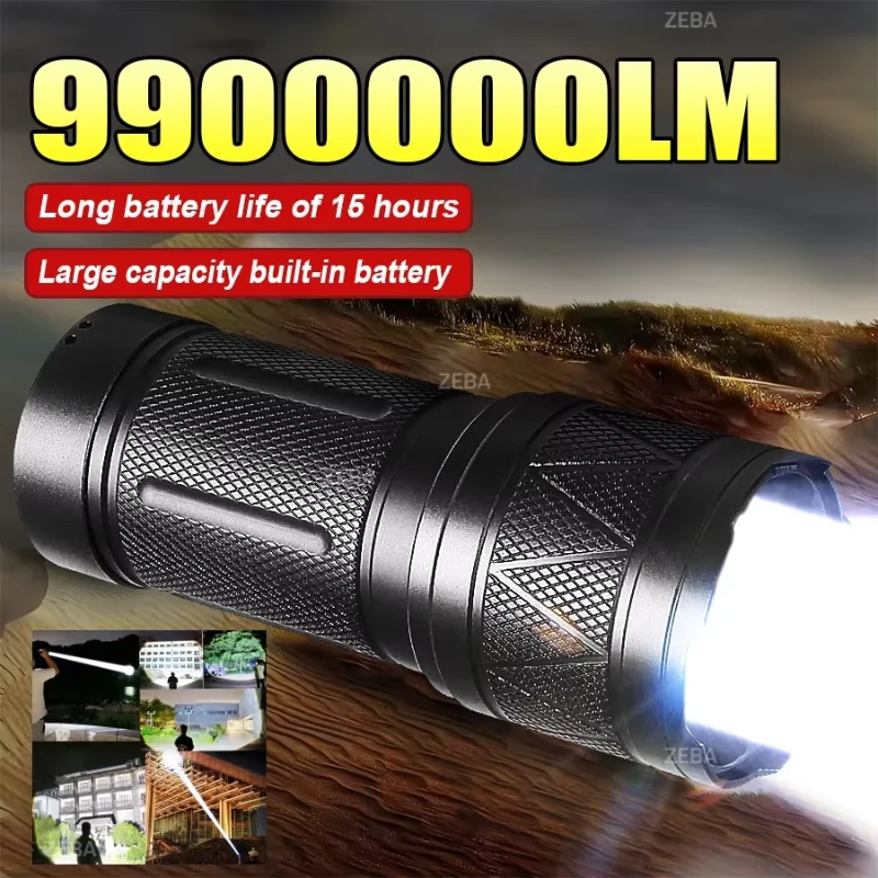 High Power Led Flashlight Super Powerful Flashlights Waterproof Rechargeable Led Torch Built-in Battery Outdoor Camping