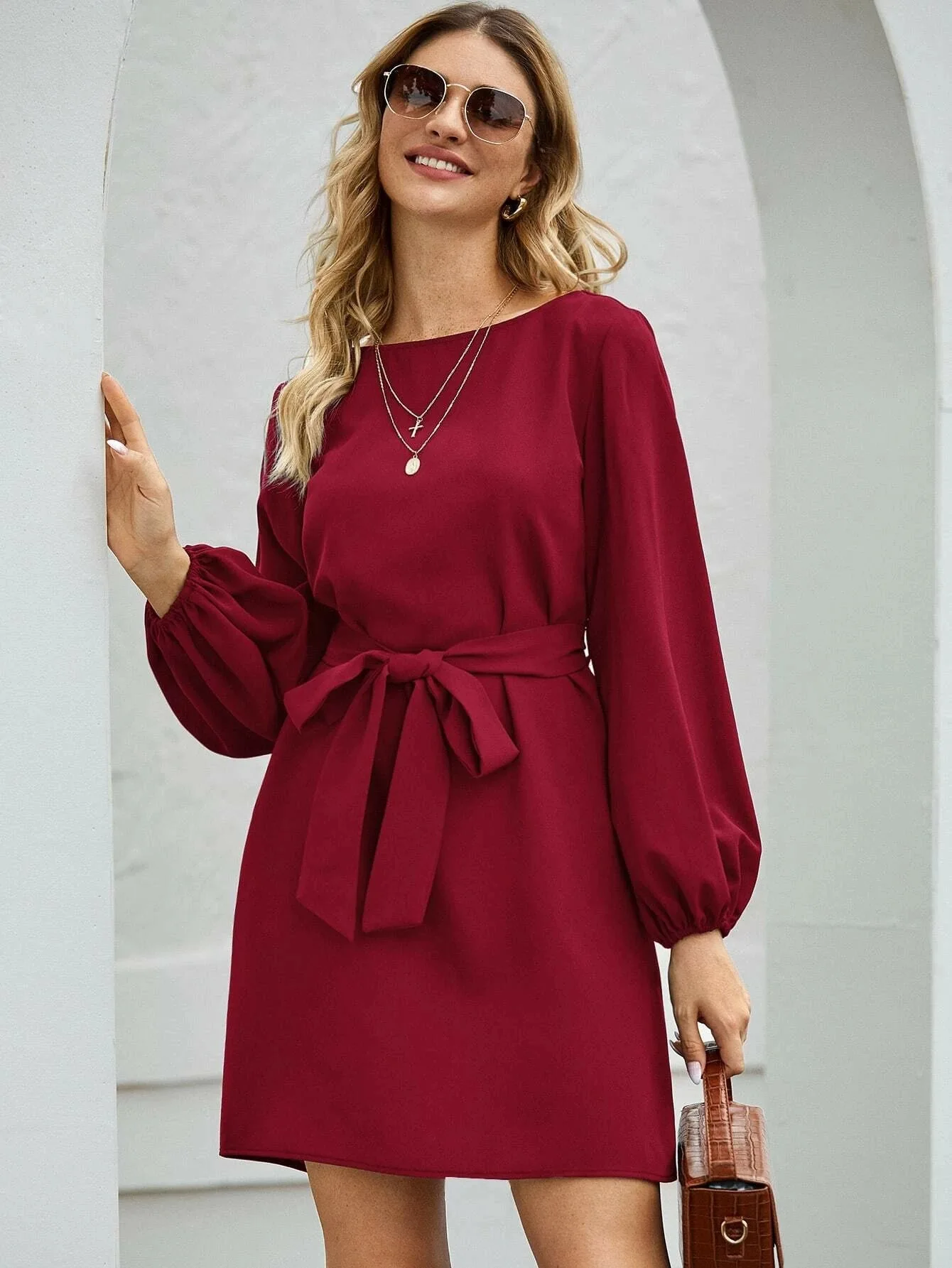 

Ladies Dresses Fashion Temperament 2025 Spring Summer Commuter High-waisted Solid Color Midi Skirt With Waist Lace-up Robe Femme