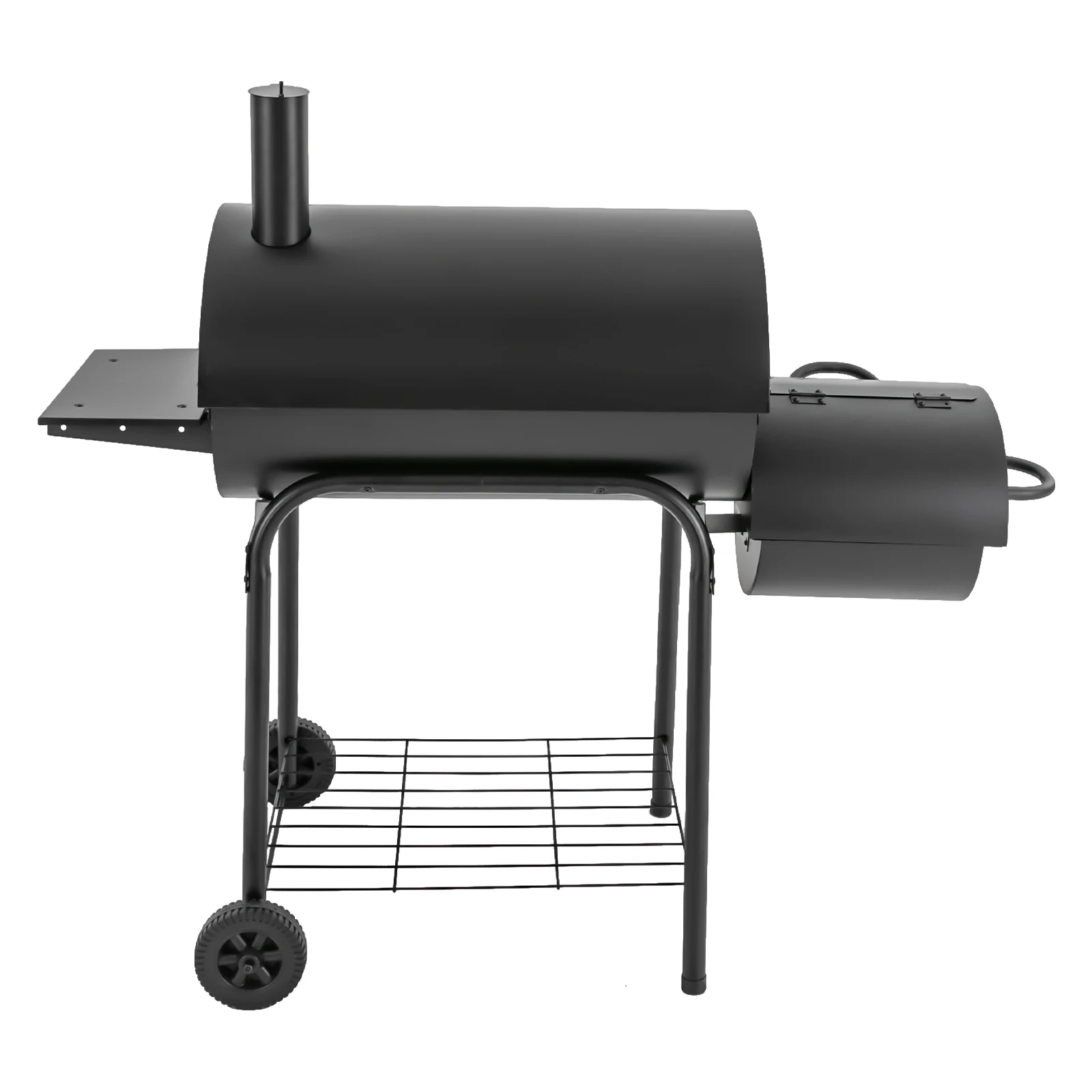 Großer schwarzer Holzkohlegrill mit Seitentischen, 4-6 Personen Outdoor-Grill mit Thermometer & Rädern, robuster tragbarer Holzkohlegrill für Garten, Camping und Picknick (Schwarz) – Detail 9