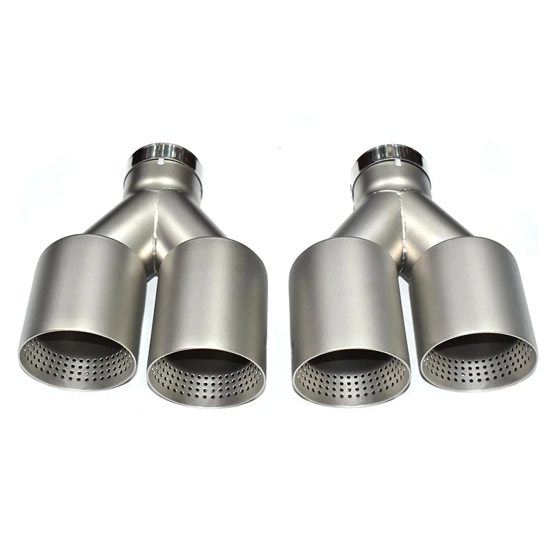 Universal Matte Silver Stainless Steel Exhaust  Tips With AK Logo for VW Golf R MK6 MK7 Exhaust Tips Muffler view 3